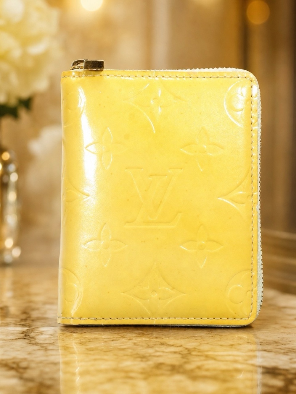 Louis Vuitton Yellow Vernis Zip-Around Card Wallet